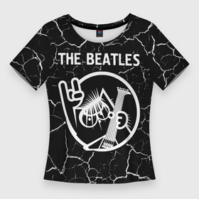 Женская футболка 3D Slim с принтом The Beatles  КОТ  Трещины в Санкт-Петербурге,  |  | band | beatles | metal | rock | the | the beatles | битлз | группа | кот | мрамор | рок | трещины