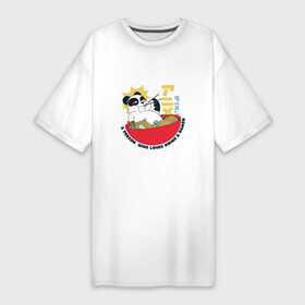 Платье-футболка хлопок с принтом Человек который любит Аниме и Рамен  Панда в Санкт-Петербурге,  |  | a person | anime | japan | japanese | kanji | panda | ramen | who loves | иероглиф | иероглифы | кандзи | миска рамена | надпись | панда | пандочка | символ | символы | японская панда