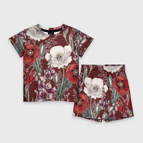Детский костюм с шортами 3D с принтом Цветы Красного Мака в Санкт-Петербурге,  |  | flowers | букет | мак | природа | растение | флора | цветы