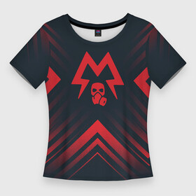 Женская футболка 3D Slim с принтом Красный Символ Metro Exodus на темном фоне со стрелками в Санкт-Петербурге,  |  | exodus | logo | metro | metro exodus | градиент | игра | игры | лого | логотип | метро | ромб | символ | эксодус
