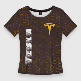 Женская футболка 3D Slim с принтом ТЕСЛА  Tesla  Графика в Санкт-Петербурге,  |  | auto | logo | moto | motors | symbol | tesla | авто | автомобиль | гонки | знак | лого | логотип | логотипы | марка | машина | мото | моторс | символ | символы | соты | тесла