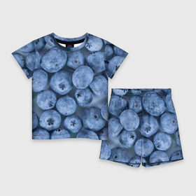 Детский костюм с шортами 3D с принтом Голубика  фон в Санкт-Петербурге,  |  | голубика | лето | патерн | поляна | текстура | фон | фруктовые | фрукты | ягода | ягодв | ягодные