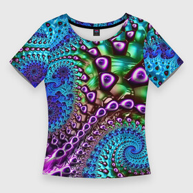 Женская футболка 3D Slim с принтом Наикрутейший фрактальный паттерн  Авангард  The Coolest fractal pattern  Vanguard в Санкт-Петербурге,  |  | abstraction | color | fashion | fractal | neon | pattern | vanguard | абстракция | авангард | мода | неон | паттерн | фрактал | цвет
