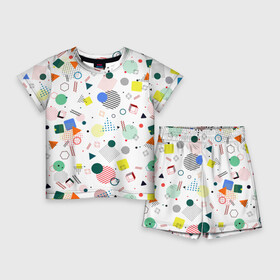 Детский костюм с шортами 3D с принтом MULTICOLORED GEOMETRIC SHAPES в Санкт-Петербурге,  |  | абстрактный | белый | вектор | геометрический | графический | зеленый | красочный | линии | оранжевый | розовый | синий | треугольники | узор | формы | цвет | черный