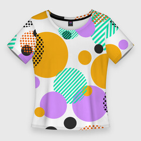 Женская футболка 3D Slim с принтом GEOMETRIC INTERSECTING CIRCLES в Санкт-Петербурге,  |  | абстрактный | геометрический | графический | декоративный | желтый | зеленый | красный | круги | пересекающийся | повторение | стиль | точки | узор | узоры | черный