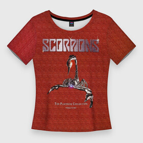 Женская футболка 3D Slim с принтом The Platinum Collection  Scorpions в Санкт-Петербурге,  |  | scorpion | scorpions | группа | клаус майне | маттиас ябс | метал | микки ди | павел мончивода | рок | рудольф шенкер | скорпион | скорпионс | скорпионы | хард | хардрок | хеви | хевиметал