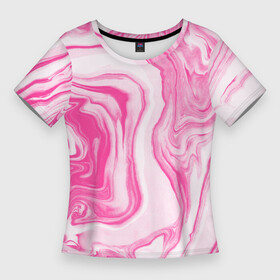 Женская футболка 3D Slim с принтом РОЗОВЫЕ РАЗВОДЫ КРАСКИ  МРАМОР в Санкт-Петербурге,  |  | абстракция | акварель | волны | жидкость | краска | мрамор | разводы | розовый | смесь красок