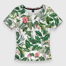 Женская футболка 3D Slim с принтом Цветы Розовые Гибискусы в Санкт-Петербурге,  |  | flowers | букет | гибискусы | природа | растение | флора | цветы