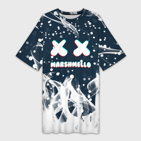 Платье-футболка 3D с принтом marshmello  белый огонь в Санкт-Петербурге,  |  | face | logo | marsh | marshmallow | marshmello | marshmelo | mello | smile | лицо | лого | маршмеллов | маршмеллоу | маршмеллу | маршмело | маршмелов | маршмелоу | маска | музыка | рожица | символ | смайл | улыбка