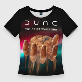 Женская футболка 3D Slim с принтом Dune: Spice Wars  Дюна: Космические войны в Санкт-Петербурге,  |  | dune | dune spice wars | spice wars | война в космосе | дюна | дюна война в космосе | дюна космические войны | дюна спейс вар | дюна спейс варс | космические войны