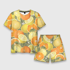 Мужской костюм с шортами 3D с принтом Апельсины и Лимоны в Санкт-Петербурге,  |  | fruits | lemons | oranges | summer | апельсины | лето | лимоны | фрукты