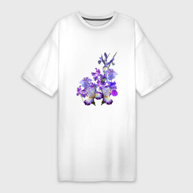 Платье-футболка хлопок с принтом Ириски Ирисы в Санкт-Петербурге,  |  | ириски | ирисы | любимые ирисы | фиолетовые цветы | цветы
