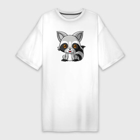 Платье-футболка хлопок с принтом Малыш енот в Санкт-Петербурге,  |  | predator | raccoon | raccoon gargle | trash panda | енот | енот полоскун | енотик | енотовидная собака | еноты | животное | зверь | мусорная панда | треш панда | трэш панда | хищник