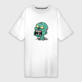 Платье-футболка хлопок с принтом Scary Zombie в Санкт-Петербурге,  |  | death | devil | halloween | horror | skull | zombie | демон | дьявол | зло | зомби | призрак | скелет | хоррор | хэллоуин | череп