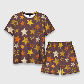Мужской костюм с шортами 3D с принтом Звездное коричневое небо в Санкт-Петербурге,  |  | Тематика изображения на принте: звезда | звездный | звездочка | звезды | крупные звезды | паттерн