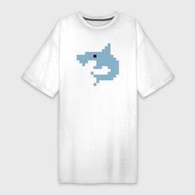 Платье-футболка хлопок с принтом Пиксельная акула в Санкт-Петербурге,  |  | minecraft | shark | акула | акулы | белая | катран | квадраты | майнкрафт | пиксели | пиксель | рыба | селахия | тигровая | тупорылая | хищник | шарк