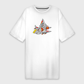 Платье-футболка хлопок с принтом Акула кибер  самолет в Санкт-Петербурге,  |  | shark | акула | акулы | белая | катран | кибер | киборг | робот | рыба | самолет | селахия | тигровая | тупорылая | хищник | шарк