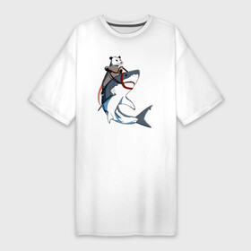 Платье-футболка хлопок с принтом Опоссум верхом на акуле в Санкт-Петербурге,  |  | shark | акула | акулы | белая | катран | опоссум | рыба | селахия | тигровая | тупорылая | хищник | шарк