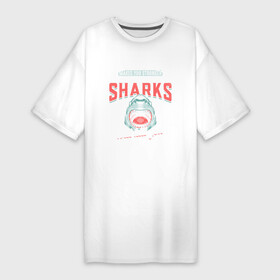 Платье-футболка хлопок с принтом Что тебя не убивает, делает тебя сильнее, кроме акул, акулы убьют тебя в Санкт-Петербурге,  |  | shark | акула | акулы | акулы убьют тебя | белая | делает тебя сильнее | катран | кроме акул | рыба | селахия | тигровая | тупорылая | хищник | шарк