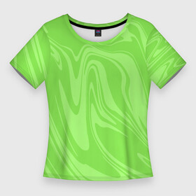 Женская футболка 3D Slim с принтом ЗЕЛЕНЫЕ РАЗВОДЫ КРАСКИ  МРАМОРНЫЙ в Санкт-Петербурге,  |  | liquid | абстракция | акварель | волны | градиент | жидкость | зеленый | краска | мрамор | разводы | смесь красок