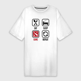 Платье-футболка хлопок с принтом Eat  Sleep  Dota  Repeat в Санкт-Петербурге,  |  | dota | eat sleep repeat | logo | дота | игра | игры | лого | логотип | символ