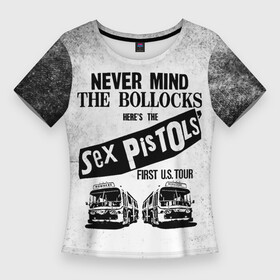 Женская футболка 3D Slim с принтом Never Mind the Bollocks, Heres the Sex Pistols First Tour в Санкт-Петербурге,  |  | группа | джонни роттен | музыка | панк | панк рок | панк рок группа | рок | рок группа