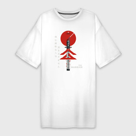 Платье-футболка хлопок с принтом Дух Воина в Санкт-Петербурге,  |  | ghost of tsushima | japan | japanese style | гост тсусима | гхост цусима | иероглифы | кандзи | катана | киото | ниндзя | призрак цусимы | самурай | самурайский меч | токио | япония | японский стиль
