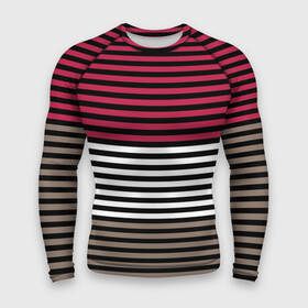 Мужской рашгард 3D с принтом Красно коричневый полосатый узор в Санкт-Петербурге,  |  | striped pattern | stripes | коричневый | красный | полосы | черные полосы