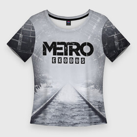 Женская футболка 3D Slim с принтом METRO  ЛОГОТИП в Санкт-Петербурге,  |  | emblem | exodus | horror | logo | metro 2033 | metro exodus | survival | игры | исход | лого | логотип | метро | метро 2035 | эмблема