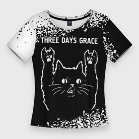 Женская футболка 3D Slim с принтом Группа Three Days Grace и Рок Кот в Санкт-Петербурге,  |  | band | days | grace | metal | rock | three | three days grace | грейс | группа | дэйс | кот | краска | рок | рок кот | спрей | три