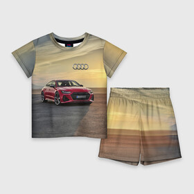 Детский костюм с шортами 3D с принтом Audi RS 7 на закате солнца  Audi RS 7 at sunset в Санкт-Петербурге,  |  | audi rs 7 | car | clouds | desert | germany | nature | prestige | sky | sunset | автомобиль | ауди | германия | закат | небо | облака | престиж | природа | пустыня | солнце