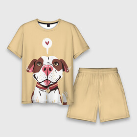 Мужской костюм с шортами 3D с принтом Собачья любовь в Санкт-Петербурге,  |  | бульдог | друг человека | животное | питомец | псина | собака | собачка