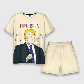 Мужской костюм с шортами 3D с принтом Дональд Трамп  Я люблю Россию в Санкт-Петербурге,  |  | donald trump | америка | дональд | дональд трамп | россия | сша | трамп