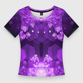 Женская футболка 3D Slim с принтом Crystal Galaxy в Санкт-Петербурге,  |  | абстракция | будущее | кристаллы | психоделика | фракталы | фрактальная | шестиугольник | шестиугольники
