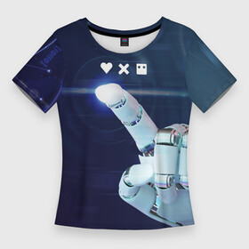 Женская футболка 3D Slim с принтом Love Death and Robots: кто мы в Санкт-Петербурге,  |  | robot | robots | андроид | биоробот | будущее | искусственный интеллект | машина | механическая рука | разум | робот | роботы | рука | сериал | фантастика | фильм