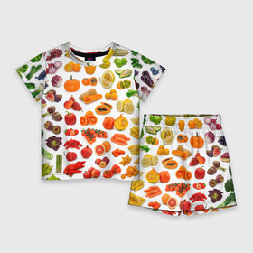 Детский костюм с шортами 3D с принтом VEGETABLE FRUIT ABUNDANCE в Санкт-Петербурге,  |  | арбуз | банан | виноград | гранат | груша | дыня | капуста | клубника | кукуруза | лимон | лук | морковь | овощи | огурец | перец | помидор | фрукты | яблоки