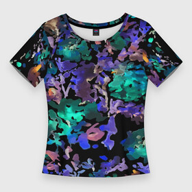 Женская футболка 3D Slim с принтом Floral pattern  Summer night  Fashion trend 2025 в Санкт-Петербурге,  |  | abstraction | fashion | flowers | neon | night | pattern | summer | trend | абстракция | лето | мода | неон | ночь | тренд | узор | цветы