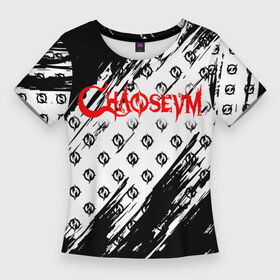 Женская футболка 3D Slim с принтом Chaoseum  Pattern  Logo в Санкт-Петербурге,  |  | Тематика изображения на принте: chaoseum | emblem | logo | music | rock | лого | логотип | музыка | рок | чаосеум | эмблема