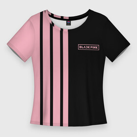 Женская футболка 3D Slim с принтом BLACKPINK  HALF BLACK PINK  MINI LOGO в Санкт-Петербурге,  |  | black  pink | black pink | blackpink | jennie | jisoo | k pop | lalisa | группа | к поп | корейская группа | розовый | черный