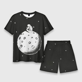 Мужской костюм с шортами 3D с принтом Одинокий космос в Санкт-Петербурге,  |  | звезды | космонавт | космос | луна | планеты