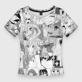 Женская футболка 3D Slim с принтом Horimiya pattern в Санкт-Петербурге,  |  | akane yanagi | anime | honoka sawada | horimiya | izumi miyamura | kyouko hori | remi ayasaki | sakura kouno | аканэ янаги | аниме | анимэ | изуми миямура | кёко хори | рэми аясаки | сакура коно | хонока савада | хоримия | юк