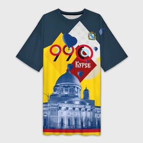 Платье-футболка 3D с принтом КУРСК 990 лет в Санкт-Петербурге,  |  | 990 | город | день | край | курск | праздник | соловьиный