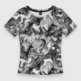 Женская футболка 3D Slim с принтом Абстрактный в серых тонах фон с головой рыбы в Санкт-Петербурге,  |  | abstract background | fish | абстрактный узор | для рыбака | камуфляж | рыба | рыбалка | серый | черно белый