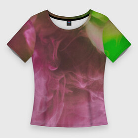 Женская футболка 3D Slim с принтом Неоновый дым  Розовый и зелёный в Санкт-Петербурге,  |  | abstraction | art | artwork | colorful | colors | fog | neon | smoke | surrealism | абстракция | арт | дым | искусство | неон | разноцветный | сюрреализм | туман | цвета