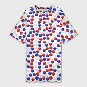 Платье-футболка 3D с принтом Горох Триколор: цвета флага России в Санкт-Петербурге,  |  | Тематика изображения на принте: белый | горох | красный | россия | синий | триколор