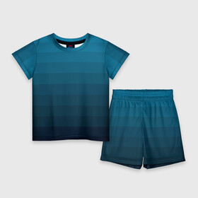 Детский костюм с шортами 3D с принтом Blue stripes gradient в Санкт-Петербурге,  |  | blue | gradient | striped pattern | stripes | градиент | полосатый узор | синие полосы | синий