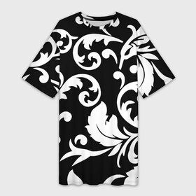 Платье-футболка 3D с принтом Minimalist floral pattern в Санкт-Петербурге,  |  | fashion | leafs | minimalism | pattern | plant | листья | минимализм | мода | паттерн | растение