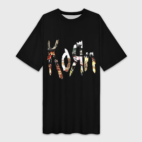 Платье-футболка 3D с принтом KoЯn (Korn) лого в Санкт-Петербурге,  |  | korn | koяn | metal | группа | корн | коян | метал | ню метал | рок