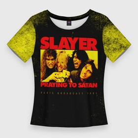 Женская футболка 3D Slim с принтом Praying To Satan  Slayer в Санкт-Петербурге,  |  | slayer | группа | гэри холт | керри кинг | метал | музыка | пентаграмма | песни | пол бостаф | рок | слаер | слайер | слеар | слеер | слейр | слеяр | том арайа | трэш | тяжелый | хеви