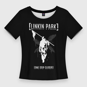 Женская футболка 3D Slim с принтом Linkin Park One step closer в Санкт-Петербурге,  |  | linkin park | альтернативный рок | линкин парк | лого | логотип | метал | ню метал | поп | поп рок | рок | рок группа | рэп метал | электроник рок